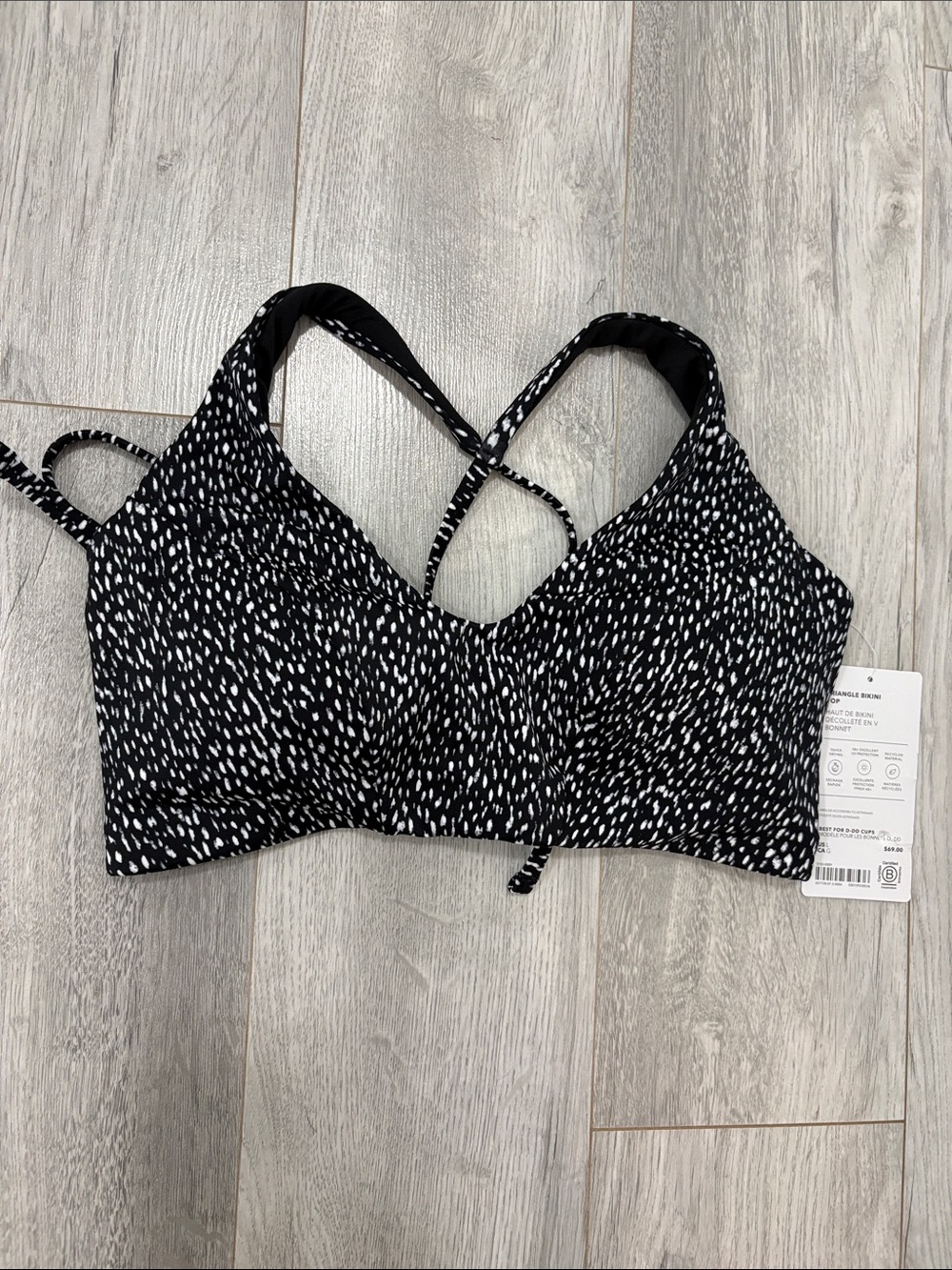 Athleta - Triangle Bikini Top - Black and White Pattern. - Large D-DD - NWT